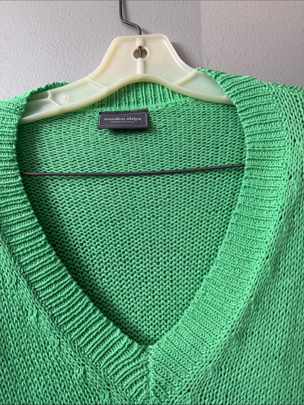 Wooden Ships Bright Green Open Knit Cardigan xs - Picture 6 of 7